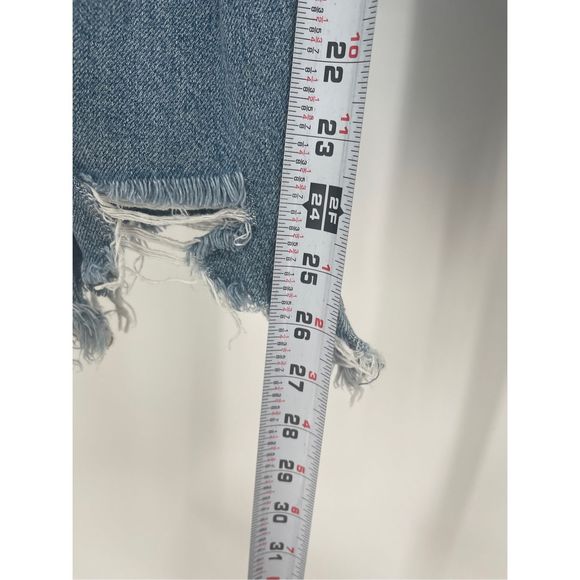 Free People Jeans Straight Leg Women Size‎ 30 Blue Distressed Raw Hem - Picture 10 of 13